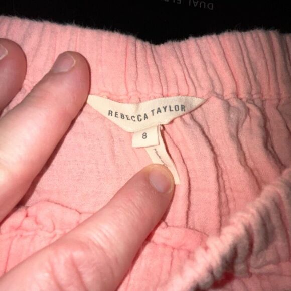 Rebecca Taylor babydoll cropped shirt flutter sleeves gauze like material pink s - Picture 3 of 7